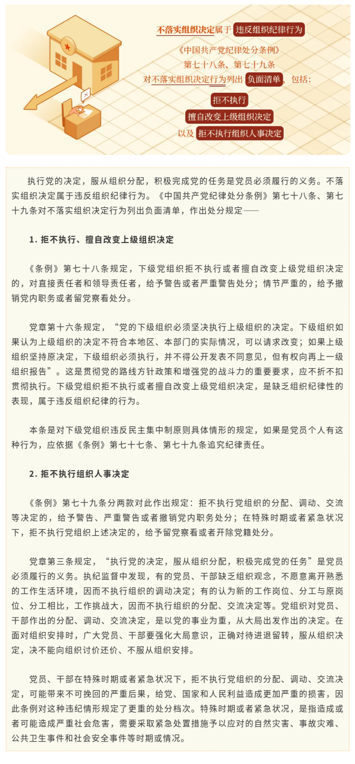 党纪学习教育&middot;每日一课㉗丨对不落实组织决定行为的处分规定.png.png